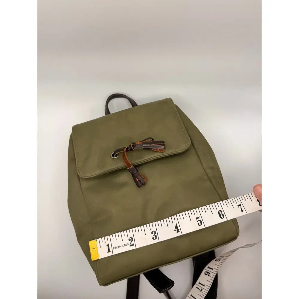 Vintage Ralph Lauren Green Nylon Women’s Backpack Leather Handles - Picture 13 of 13